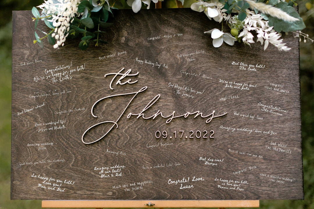 3D Square Alternative Guestbook Sign. Laser Square Guestbook - Ashley