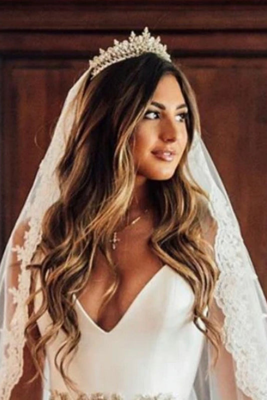 Ellee Real Bride Adorned With Gemna Swarovski 3-D Bridal Tiara