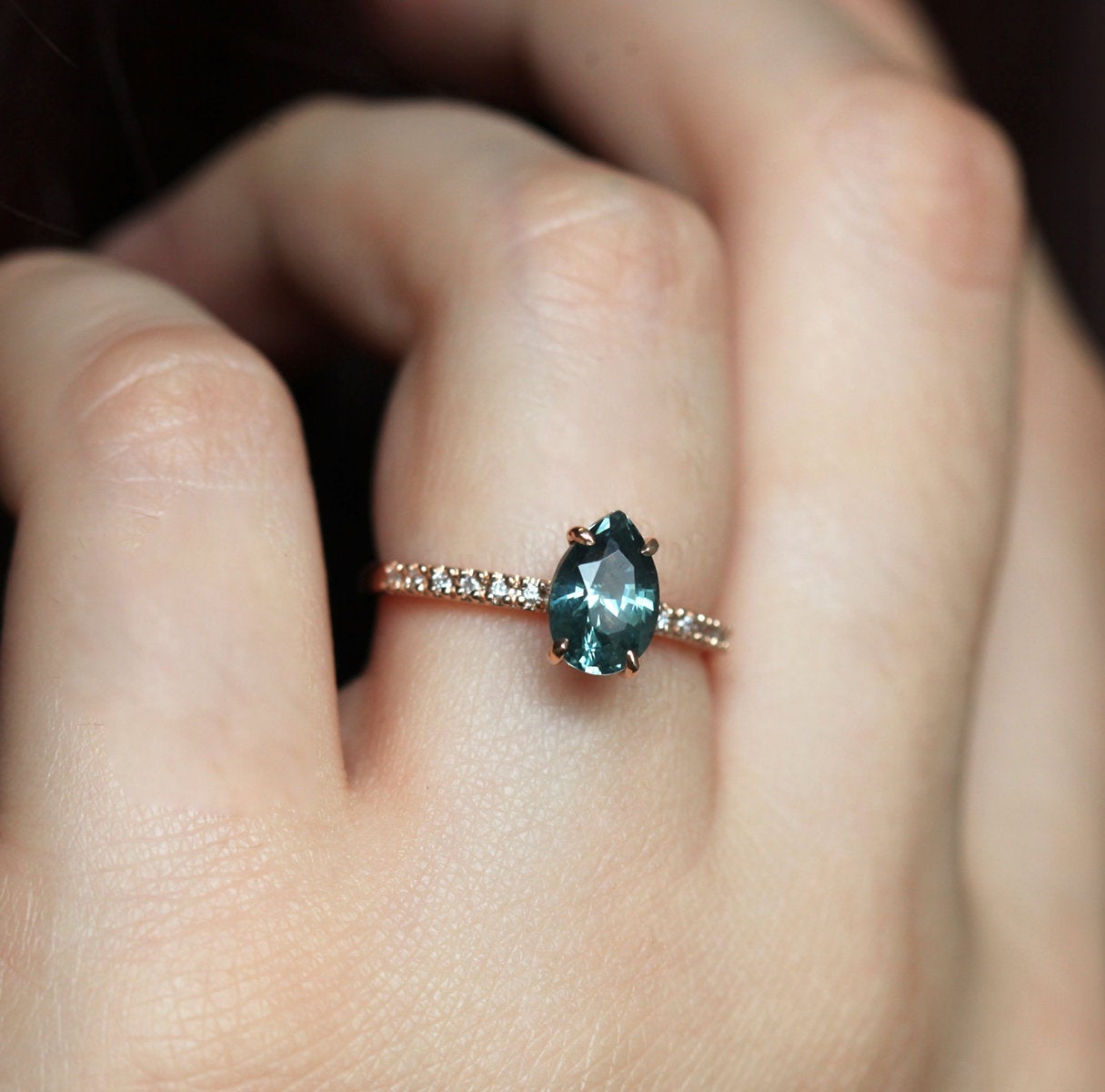 Gabriella Teal Sapphire Diamond Ring
