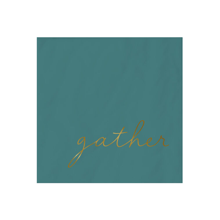 Jade Green "Gather" Cocktail Napkins, Set of 16