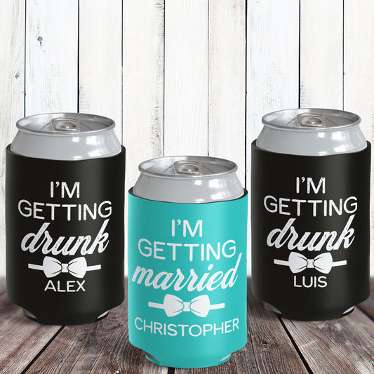 Drunk + Married Bachelor Party Can Coolers