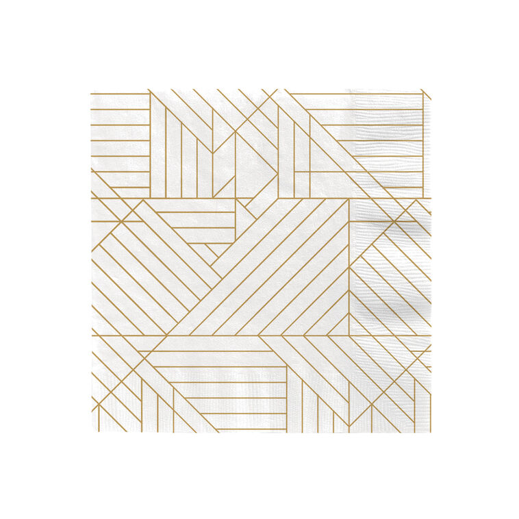 Gold Geometric on Ivory Dinner Napkins, Set of 16