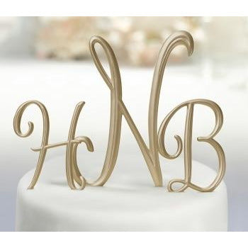 Gold Script Monogram Cake Topper