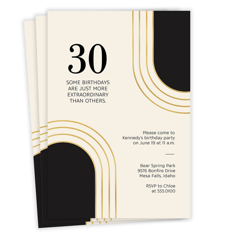 Gold and Black Arches Milestone Party Invitation