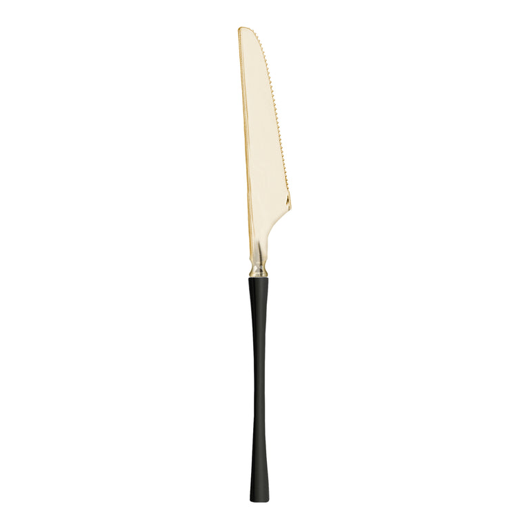 Gold with Black Handle Moderno Disposable Plastic Dinner Knives