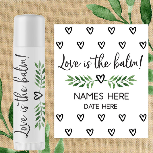 Leaf & Heart Wedding Lip Balm + Labels