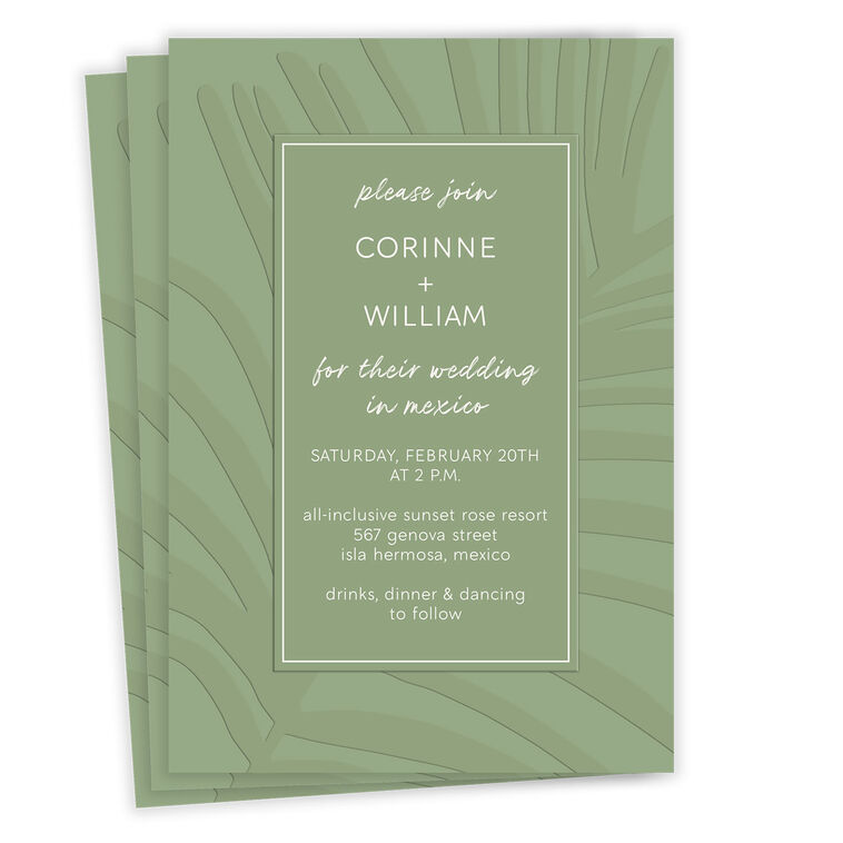 Minimal Tropical Fern Flat Wedding Invitation