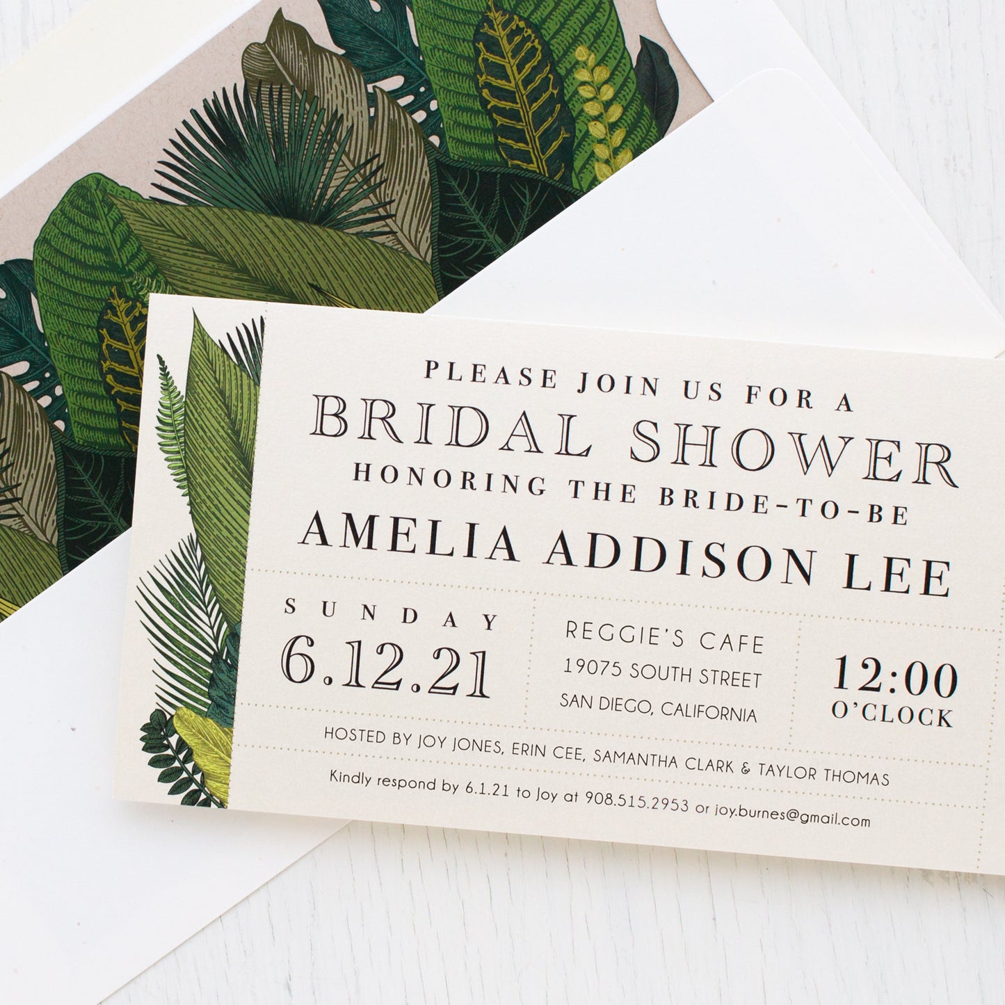 Green Leaf Bridal Shower Invitations
