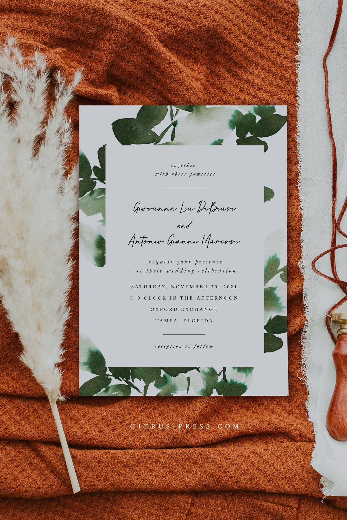 Eucalyptus Greenery Wedding Invitation | Printable Template