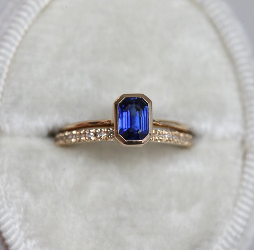 Gul Emerald Cut Sapphire Solitaire Ring