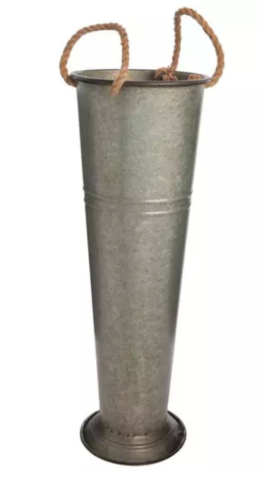 Tall Galvanized Metal Floor Vase