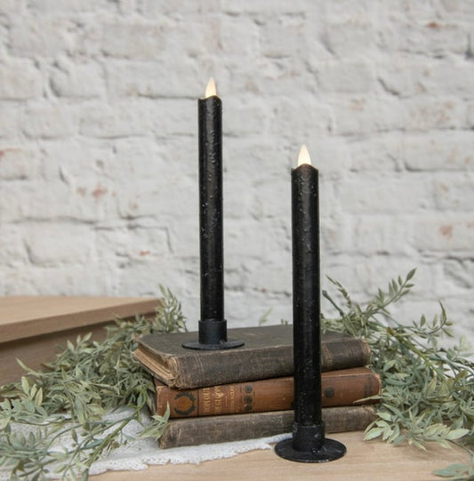 9.5" Moving Flame Black Taper Timer Candle