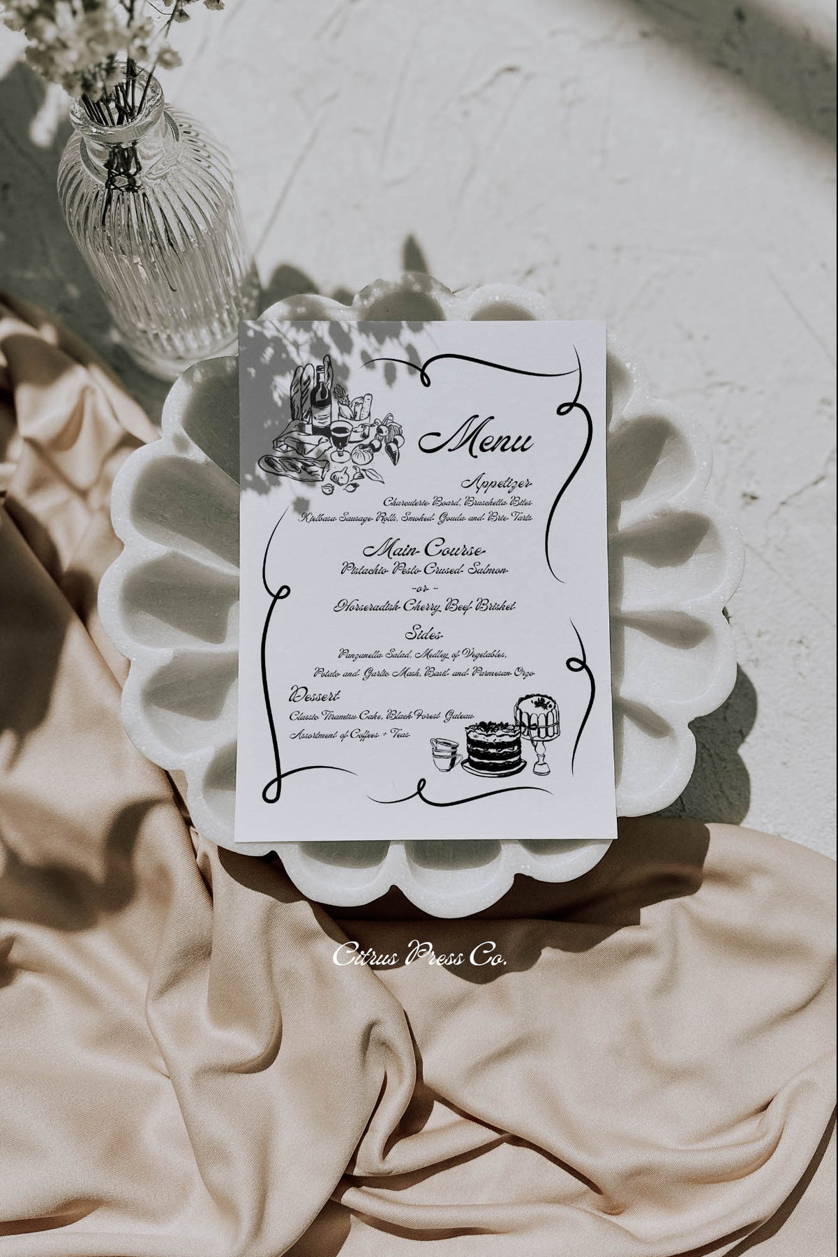Doodle Wedding Reception Menu | Wrenley