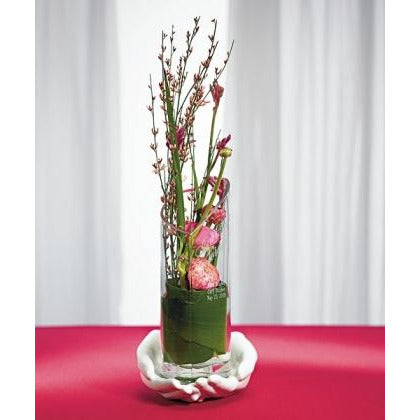 Heart Shaped Glass Memorial Vase with "Loving Hands" Porcelain Base