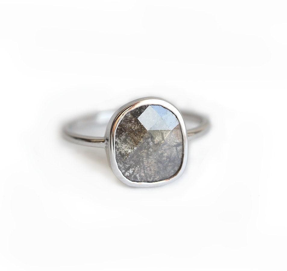 Heidi Salt & Pepper Diamond Slice Ring