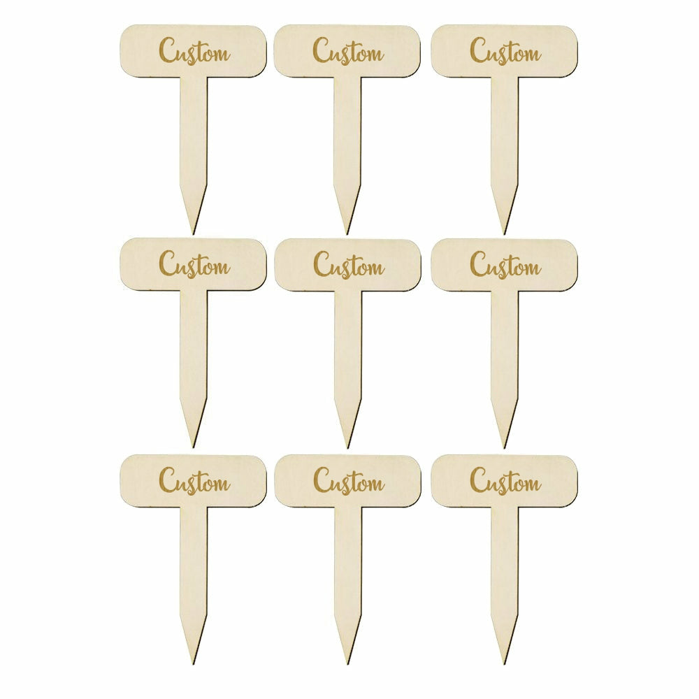 Custom Herb Garden Markers - Set of 9 - Rustic - Gardener Gift - Made in the USA - Birchwood- 2.75" x 4"� - Herb Garden Potted Plant Engraved Stakes - Garden Plant Markers - Herb Garden Signs
