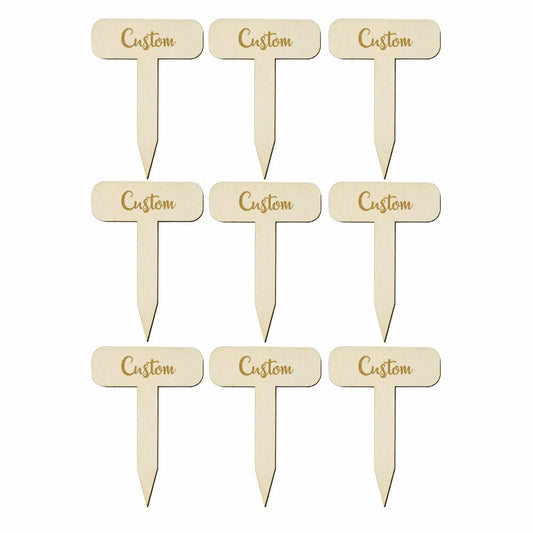 Custom Herb Garden Markers - Set of 9 - Rustic - Gardener Gift - Made in the USA - Birchwood- 2.75" x 4"� - Herb Garden Potted Plant Engraved Stakes - Garden Plant Markers - Herb Garden Signs