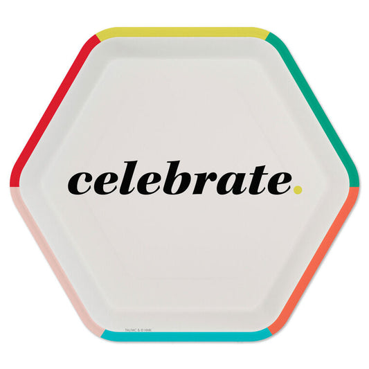 "Celebrate" Hexagonal Dessert Plates, Set of 8