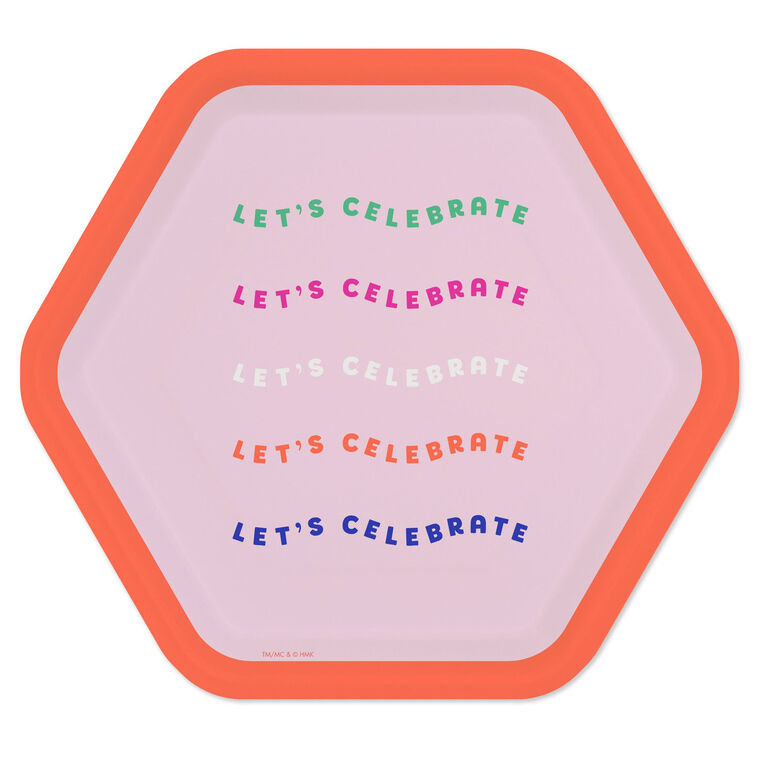 "Let's Celebrate" Hexagonal Dessert Plates, Set of 8