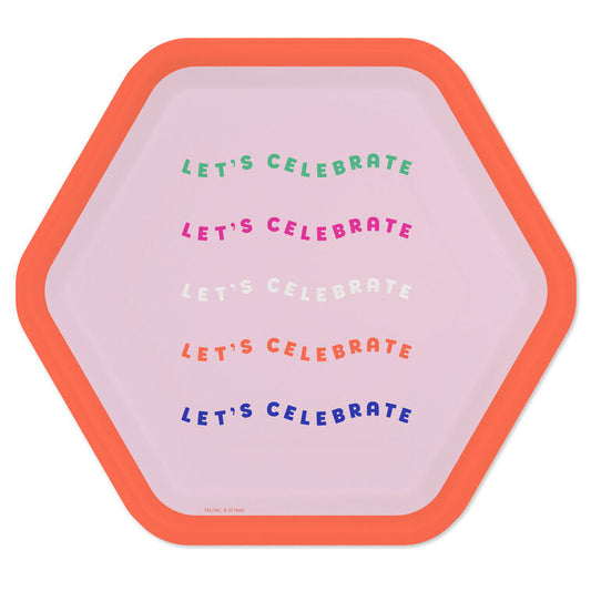 "Let's Celebrate" Hexagonal Dessert Plates, Set of 8