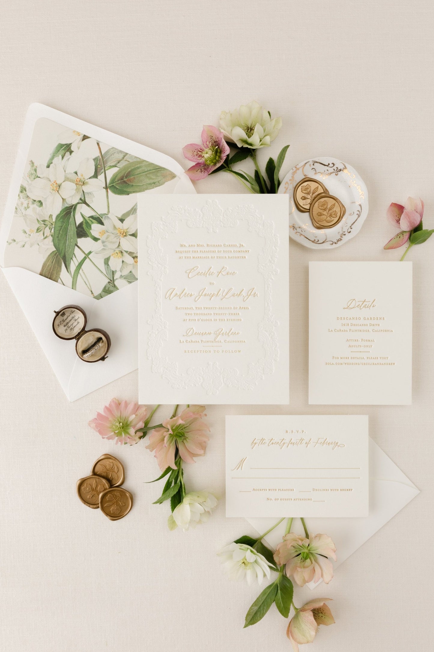 Louis | Wedding Invitation with RSVP + Details Card