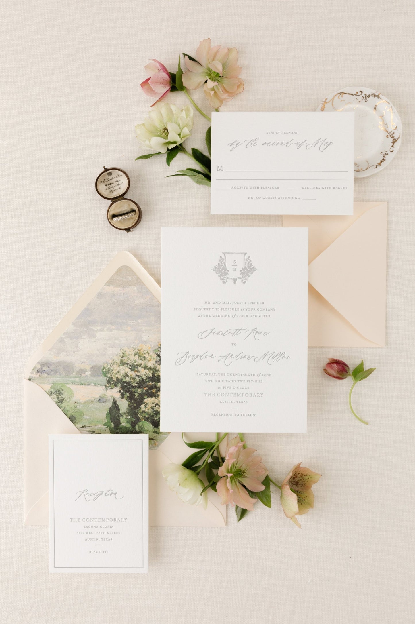 Jolie | Wedding Invitation with RSVP + Details Card