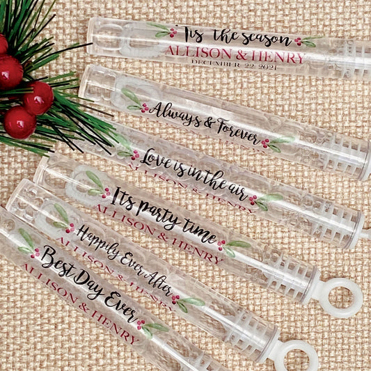 Watercolor Holly Wedding Bubble Labels