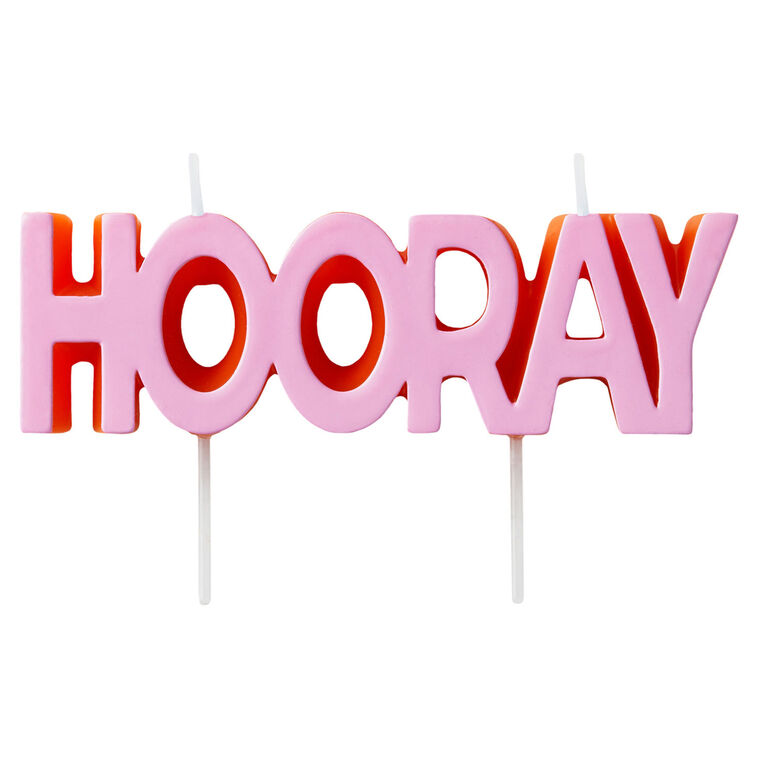 "Hooray" Pink Party Candle