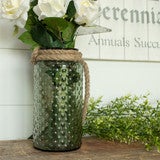 10" Silver Glass Jar w/Rope