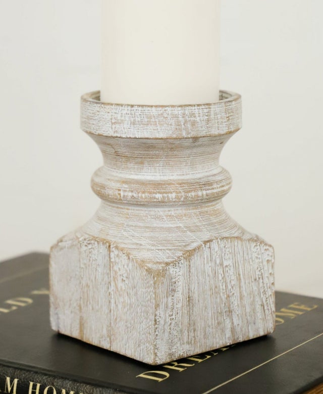 6" Mango Wood Pillar Holder