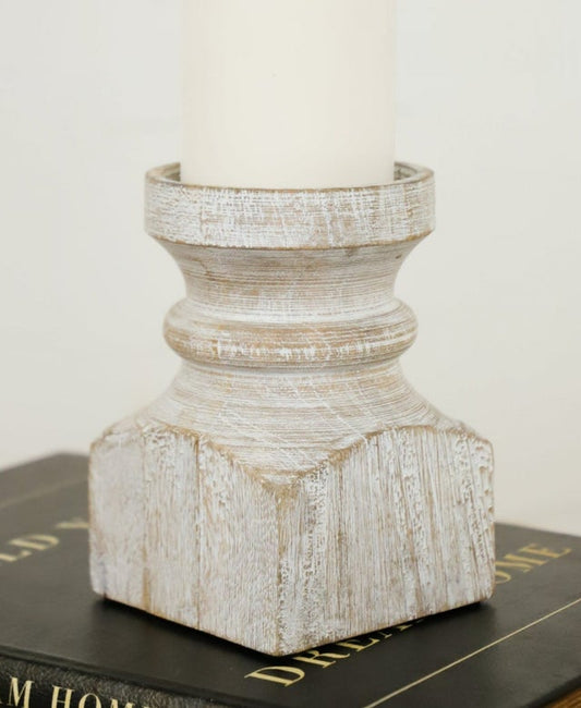 6" Mango Wood Pillar Holder