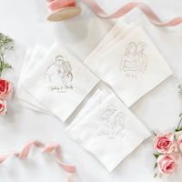 Custom Illustrated Portrait Wedding Napkins