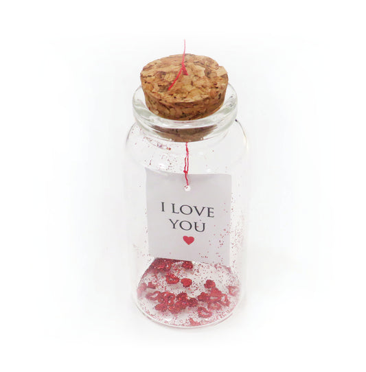 I Love You Tiny Message in a Bottle with Felted Wool Heart