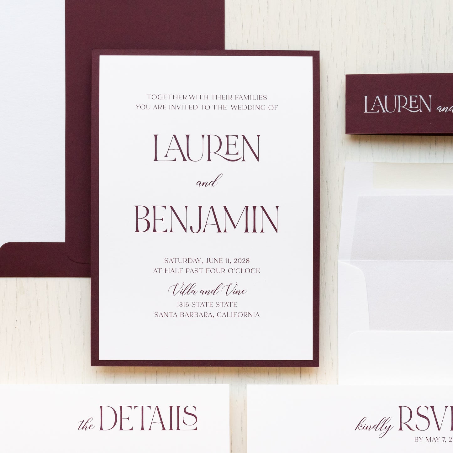 Burgundy Luxury Wedding Invitations
