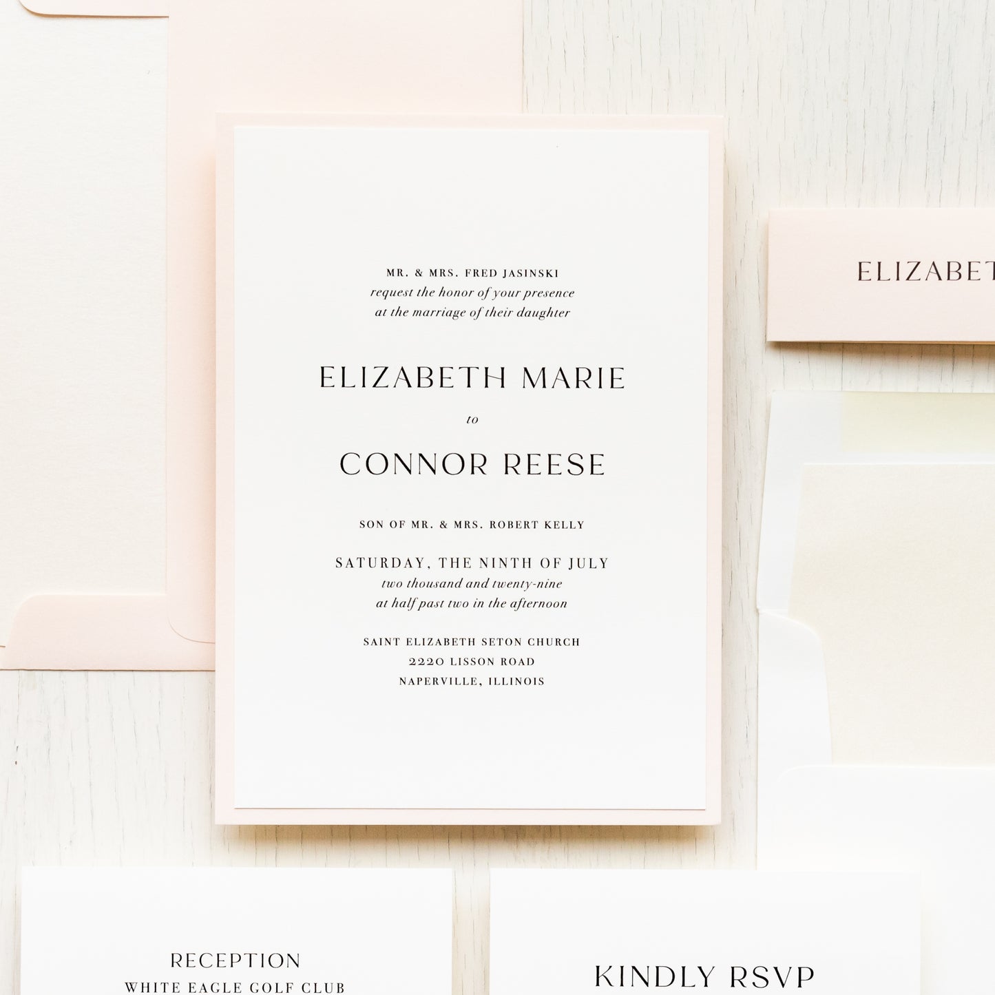Traditional Blush Wedding Invitations