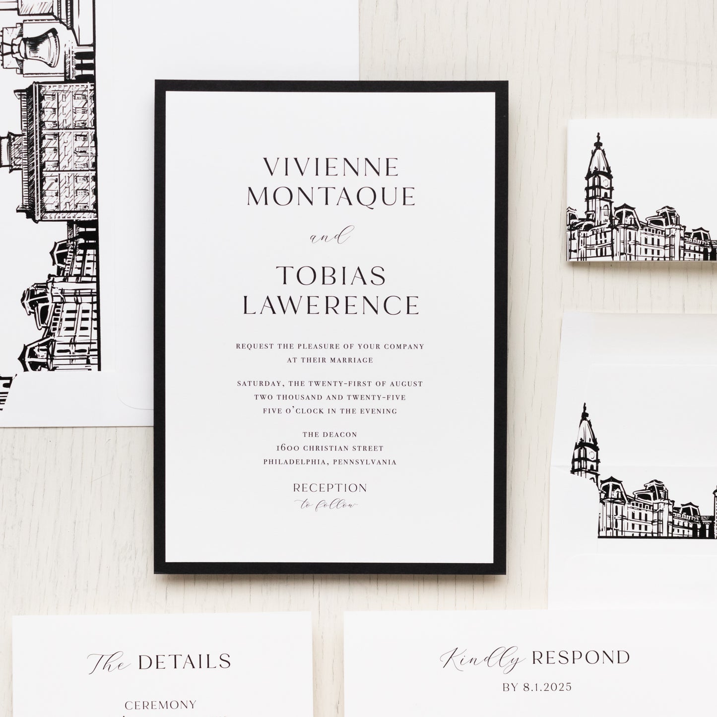 Philadelphia Skyline Wedding Invitations