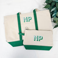Personalized Canvas Tote and Cosmetic Bag Set