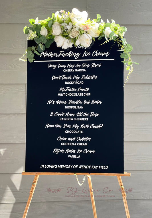 Large Wedding Menu Acrylic Si...