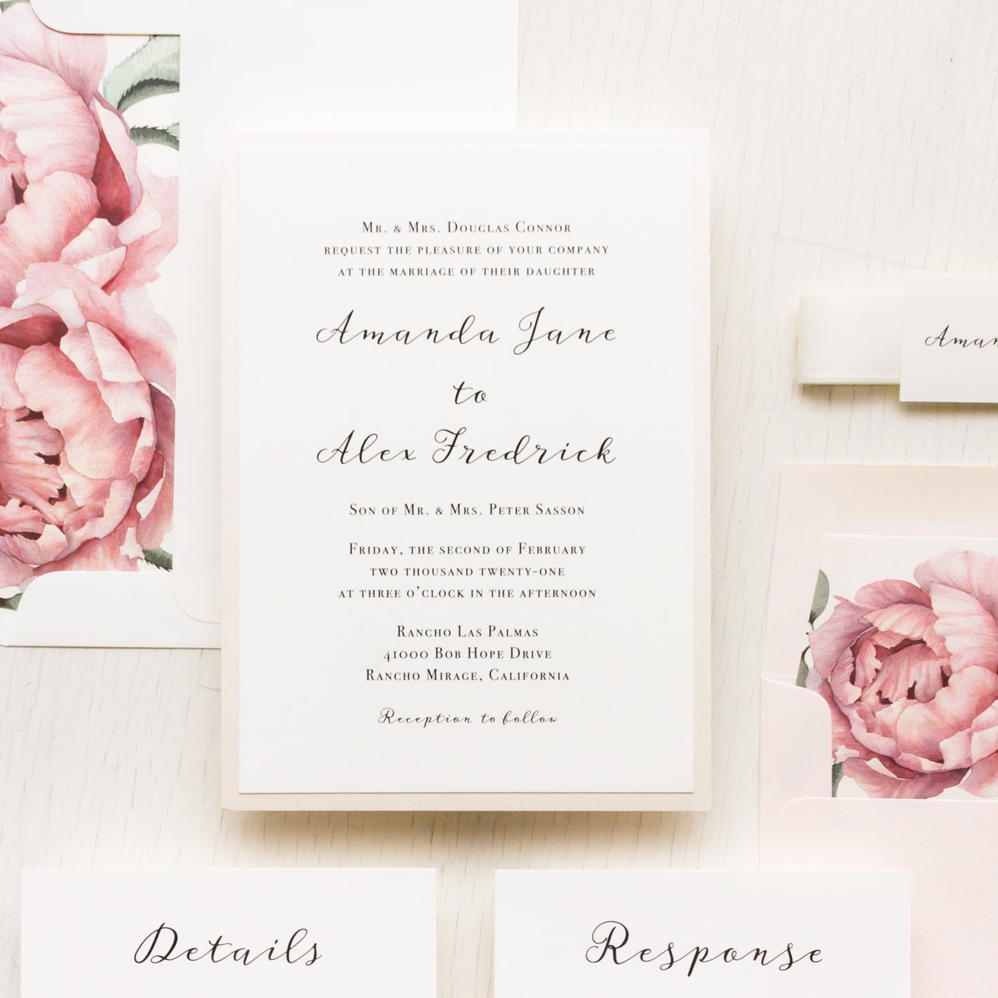 Blush Script Wedding Invitations