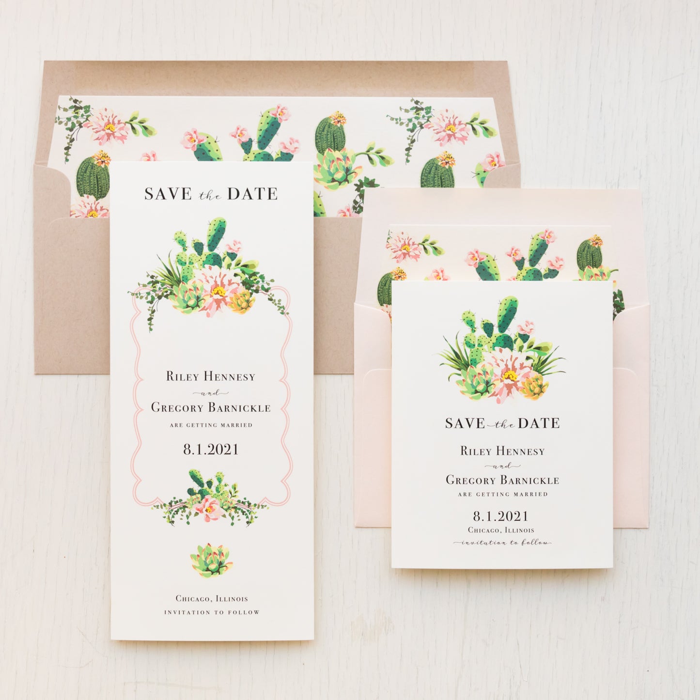 Blush Cactus Save The Dates