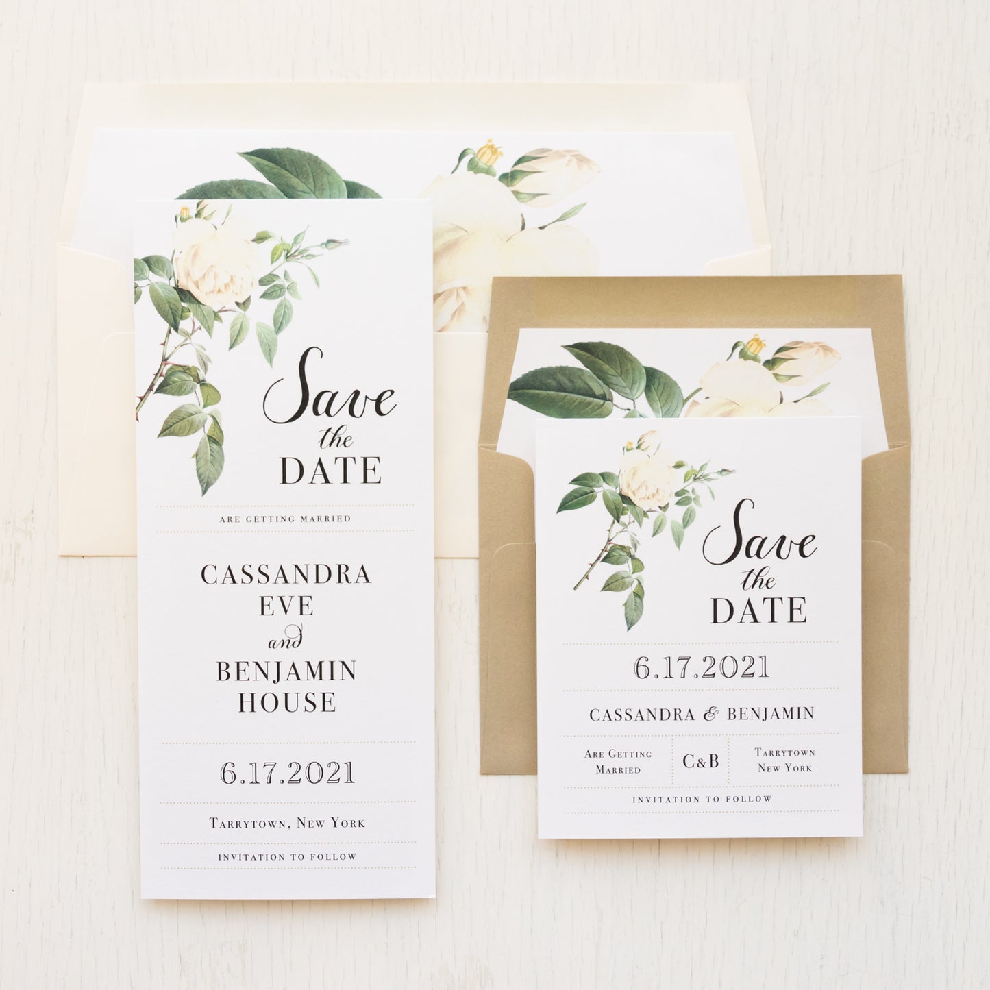 Ivory & White Floral Save The Dates