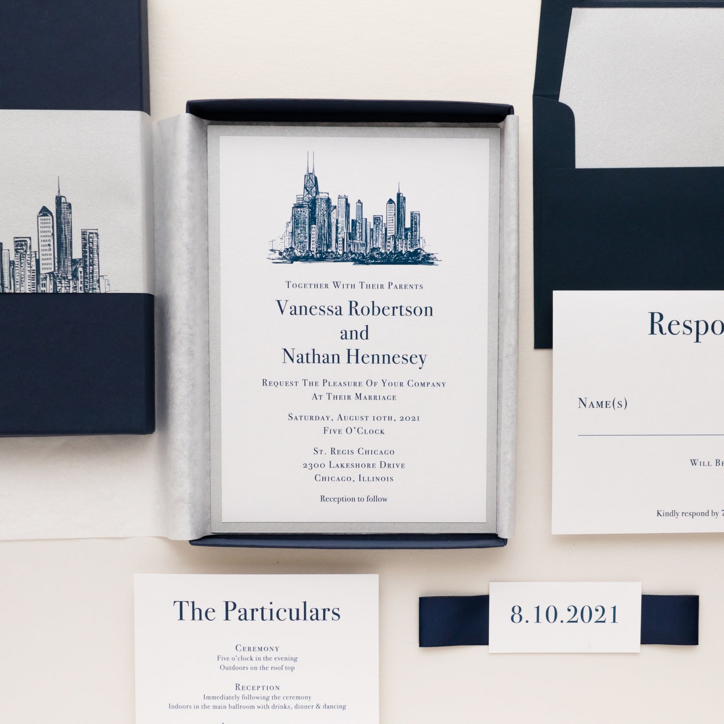 Chicago Chic Boxed Wedding Invitations