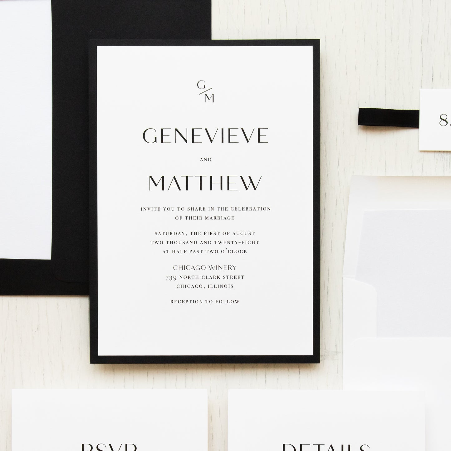 Modern Black Wedding Invitations