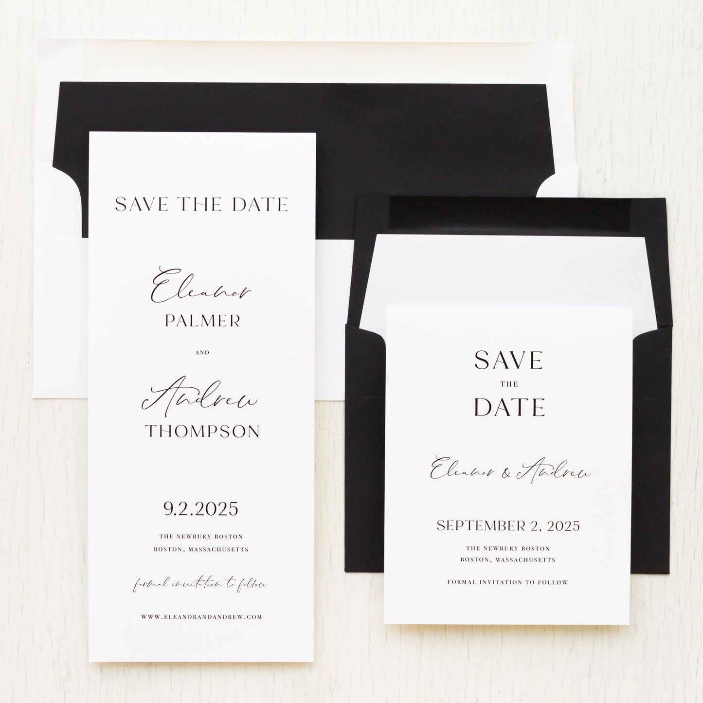 Simple Black Tie Save The Dates