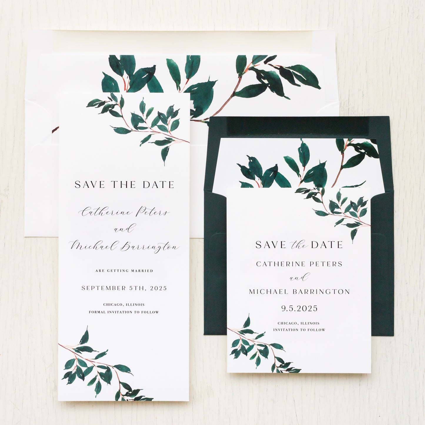 Forest Green Modern Save The Dates