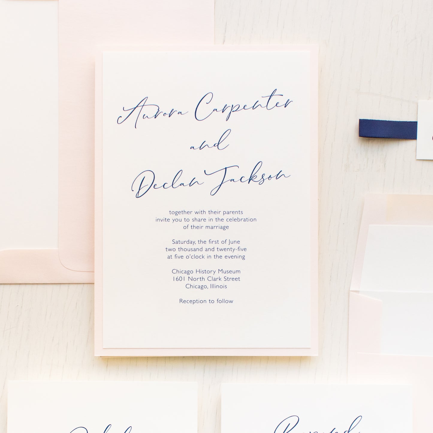 Navy & Blush Duo Wedding Invitations
