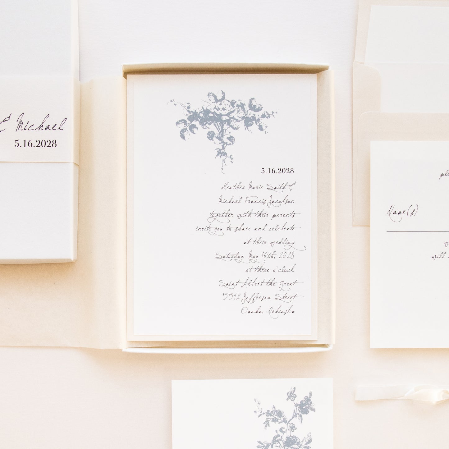 Boxed All White Wedding Invitations