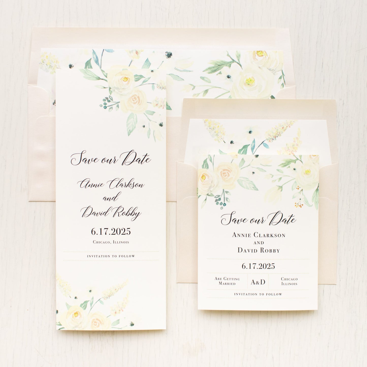 Ivory Floral Save The Dates