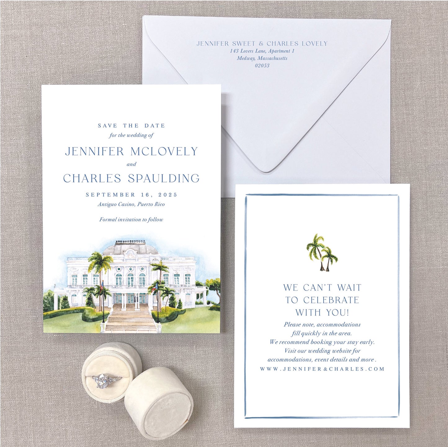 Antiguo Casino, Puerto Rico, Watercolor Venue Save The Dates