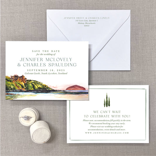 Culzean Castle, Scotland, Watercolor Venue Save The Dates
